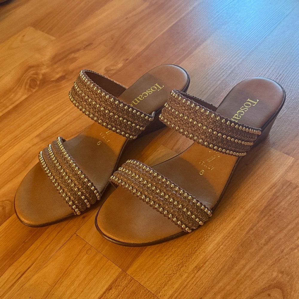 Toscanella Brown Gold Studded Sandals - Picture 3 of 3